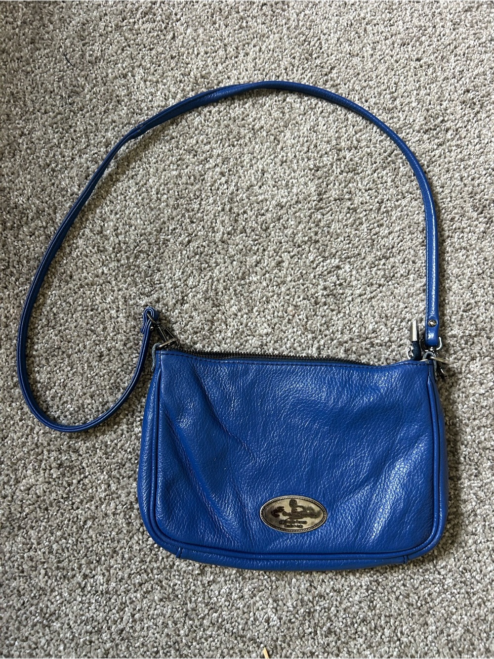 Royal Blue genuine Leather Crossbody Bag made in Italy